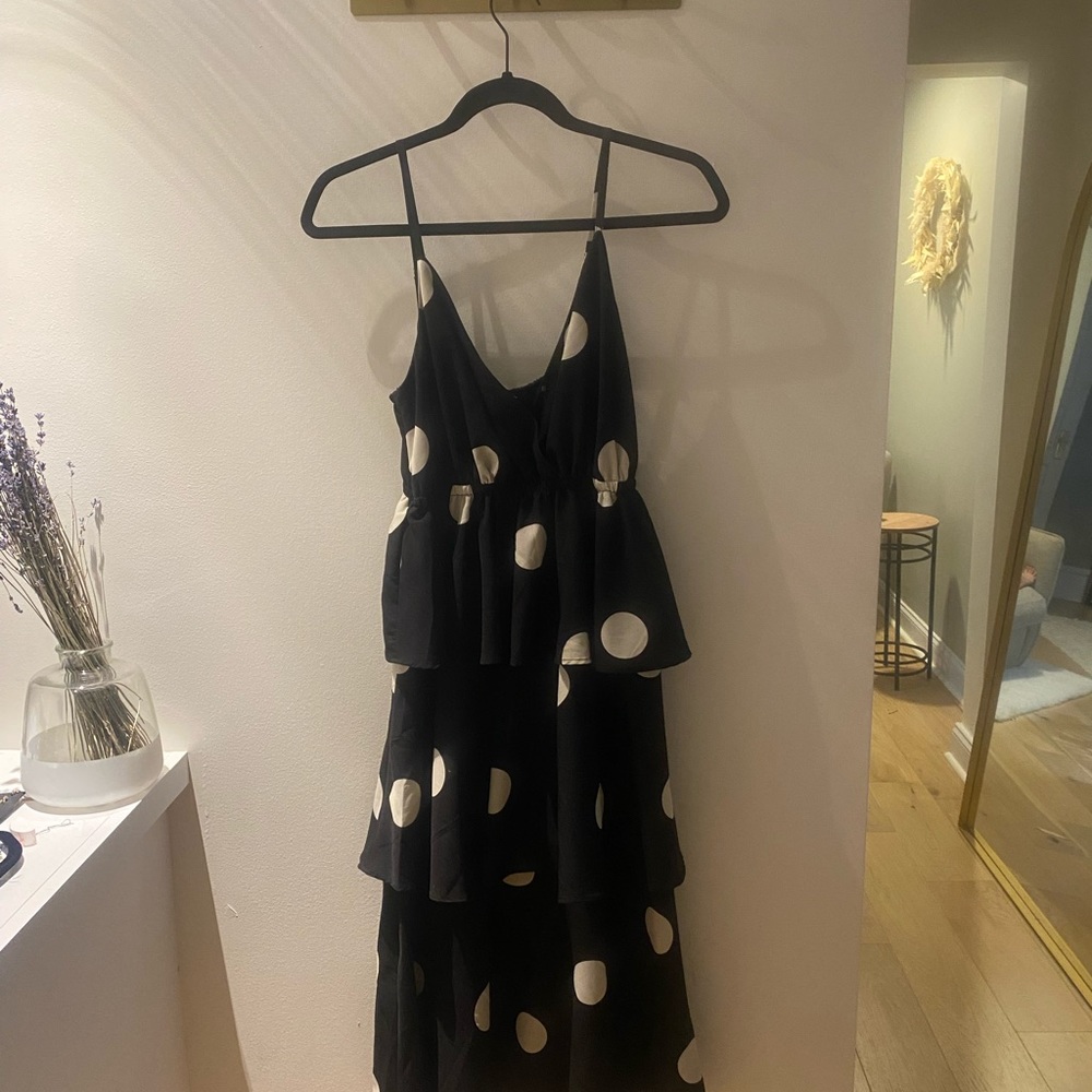 OPT - tier dress - black and white - polka dot - size s - Picture 2 of 3